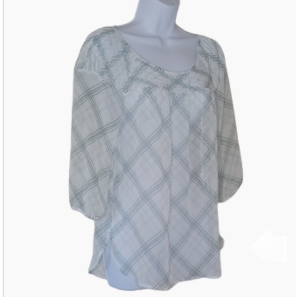 LC Lauren Conrad Sheer plaid blouse, sz S